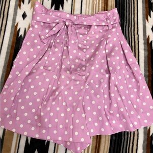 Zara Satin Lavander Pink Polka Dot A-Line Shorts